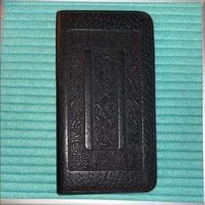 OBERON Black Leather Checkbook cover
